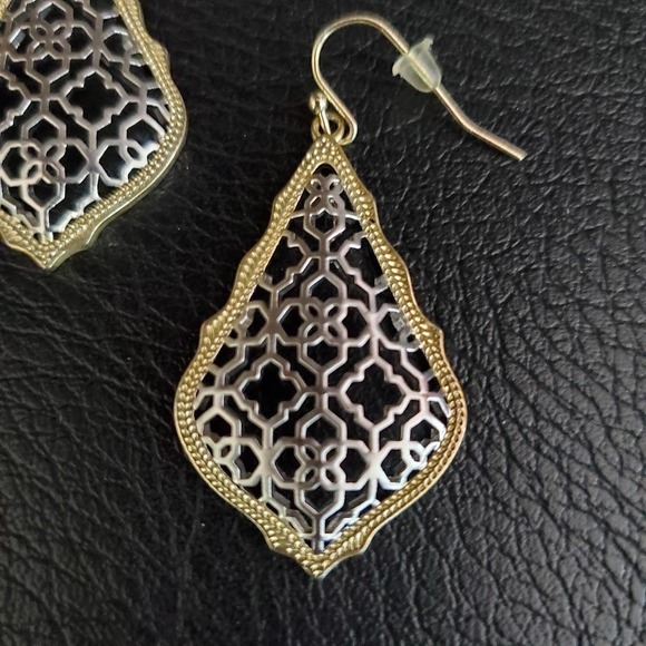 Kendra Scott Addie Earrings Silver Gold Plated Two Tone Dangle Filigree - Picture 4 of 5
